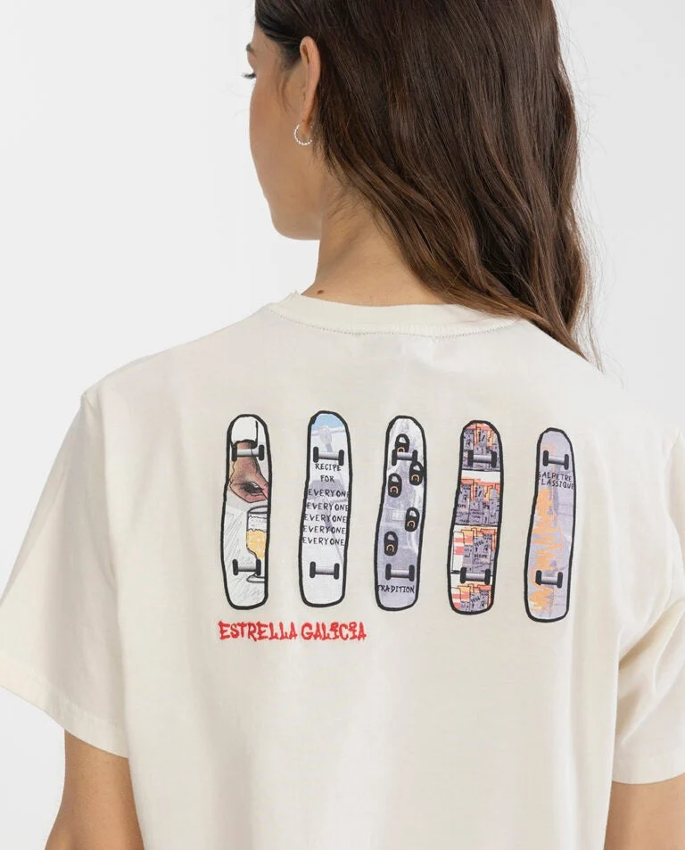 Camiseta elPulpo & Estrella Galicia Urban Flip Blanca