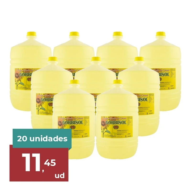 Aceite de girasol Gorbisol 5 litros 20 garrafas