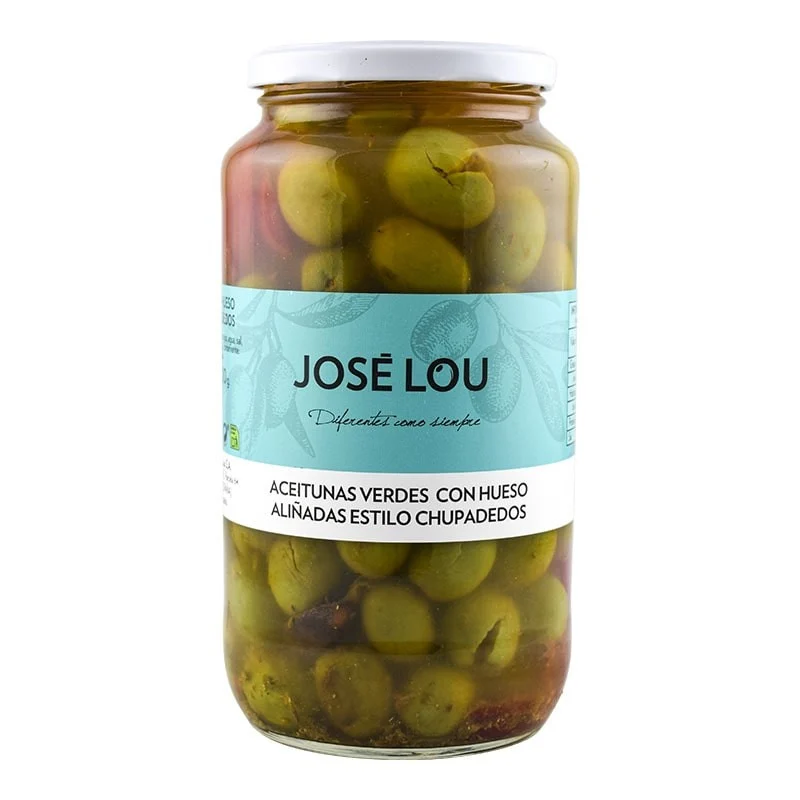 Aceitunas verdes con hueso aliñadas estilo chupadedos José Lou 900 g