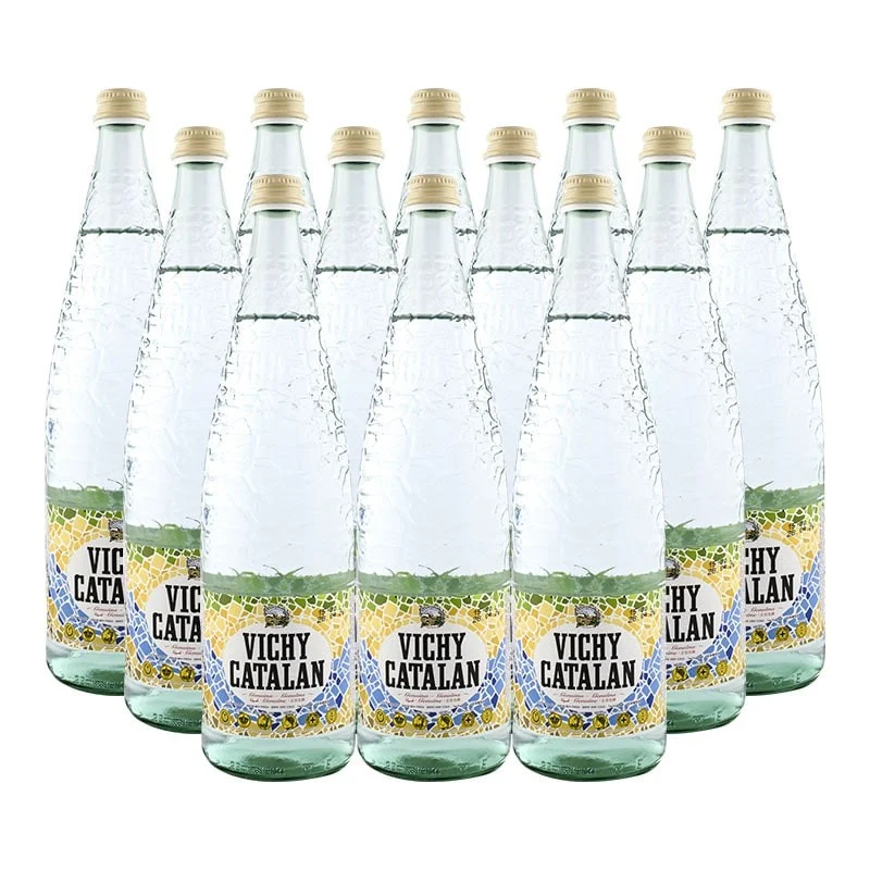 Agua con gas Vichy Catalan 1 litro pack 12 botellas cristal