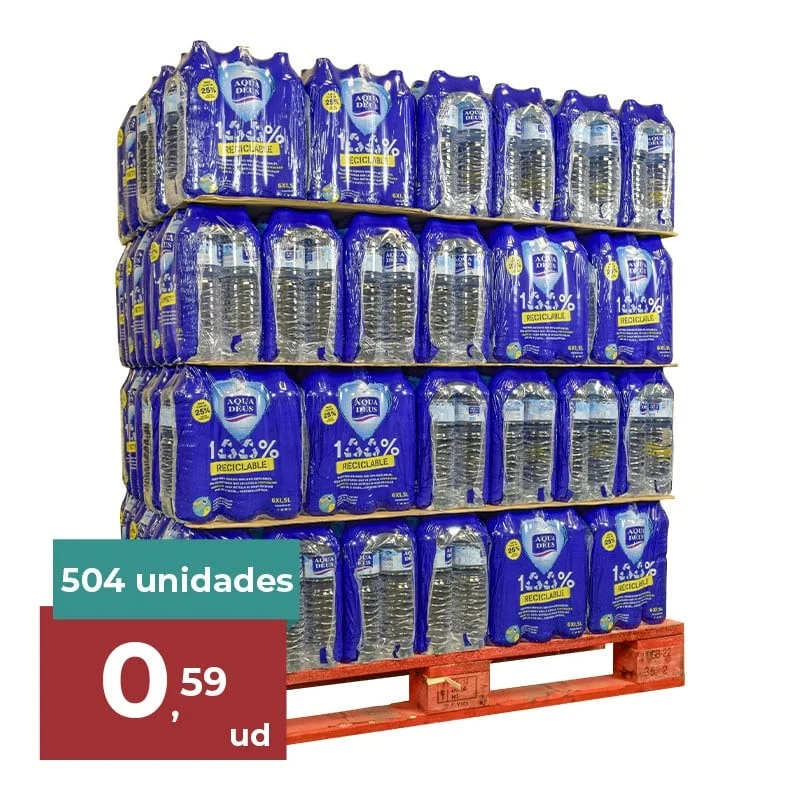 Agua mineral Aquadeus 1.5 litros palet 84 packs de 6 botellas