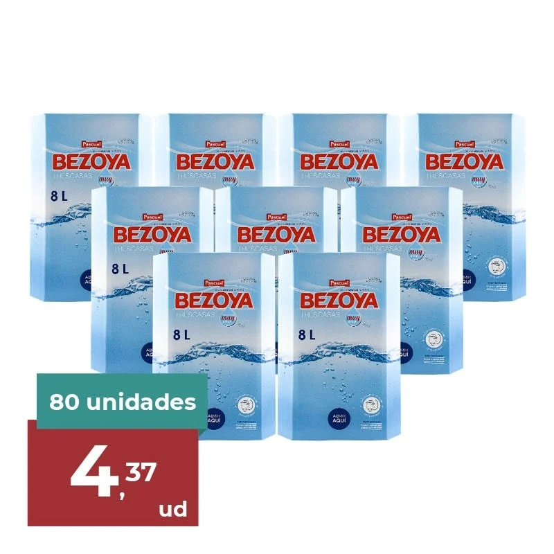 Agua mineral Bezoya Bag in box 8 litros palet 80 ud