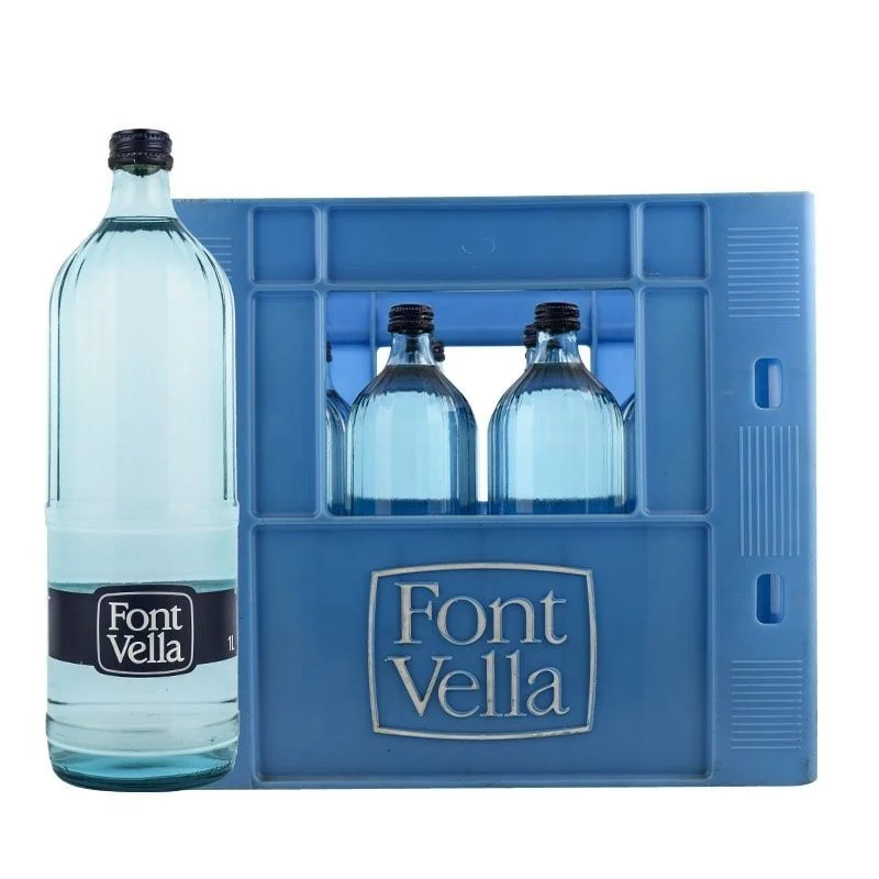 Agua mineral Font Vella 1L 12 botellas cristal retornable - Zaragoza