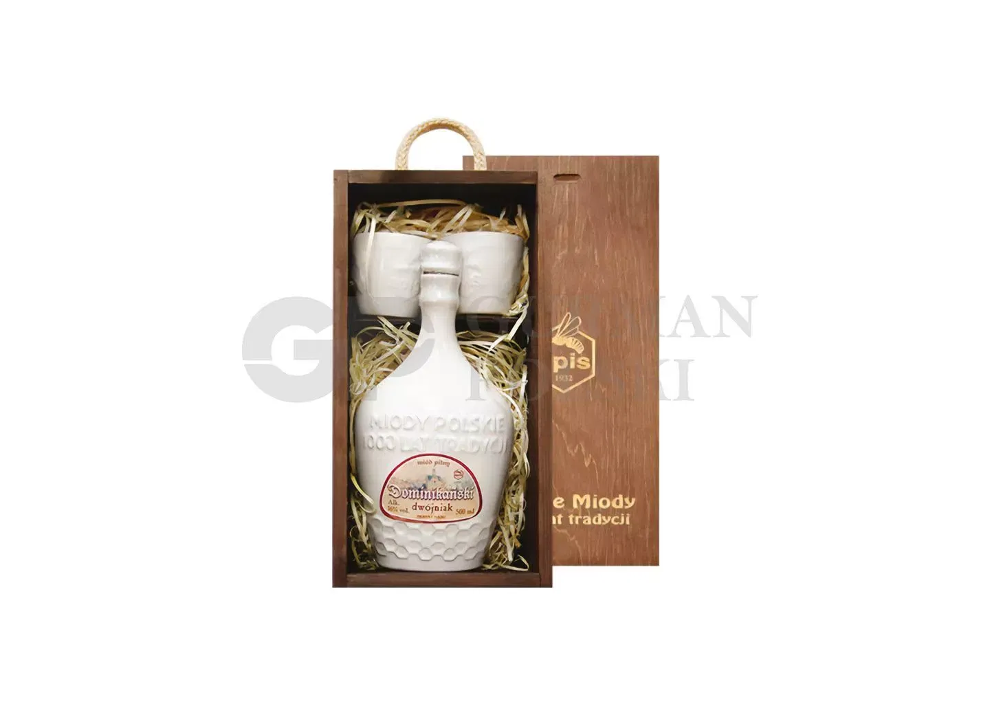 Aguardiente de miel DOMINIKANSKI con 2 vasos 16% 0.5L APIS