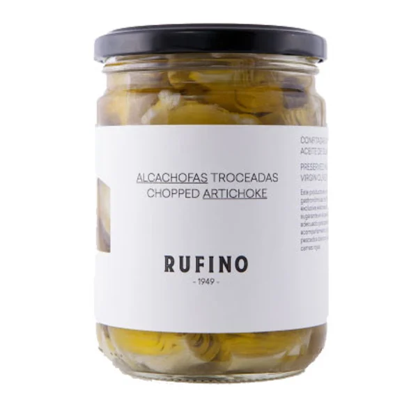 alcachofa confitada troceada "casa rufino" tarro 420 ml.