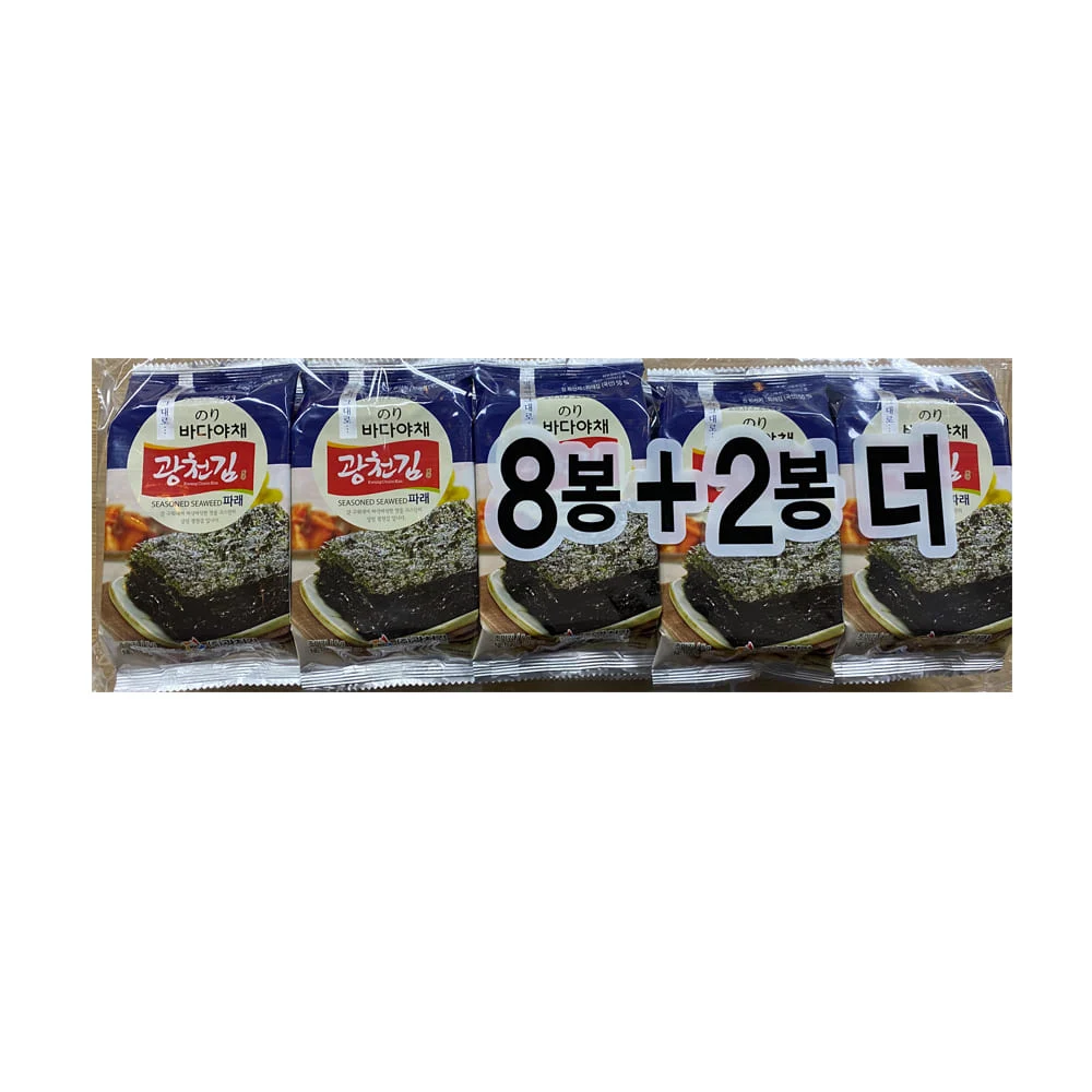 Alga marina coreana tostada y sazonada – Pack 8+2 gratis (광천김, Gwangcheon Gim)