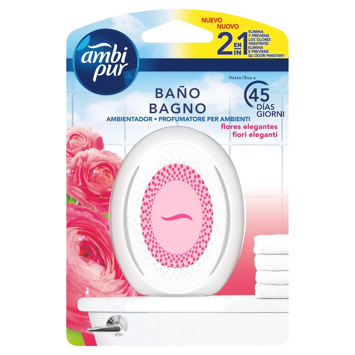 Ambientador baño Ambipur 7,5ml Flores elegantes