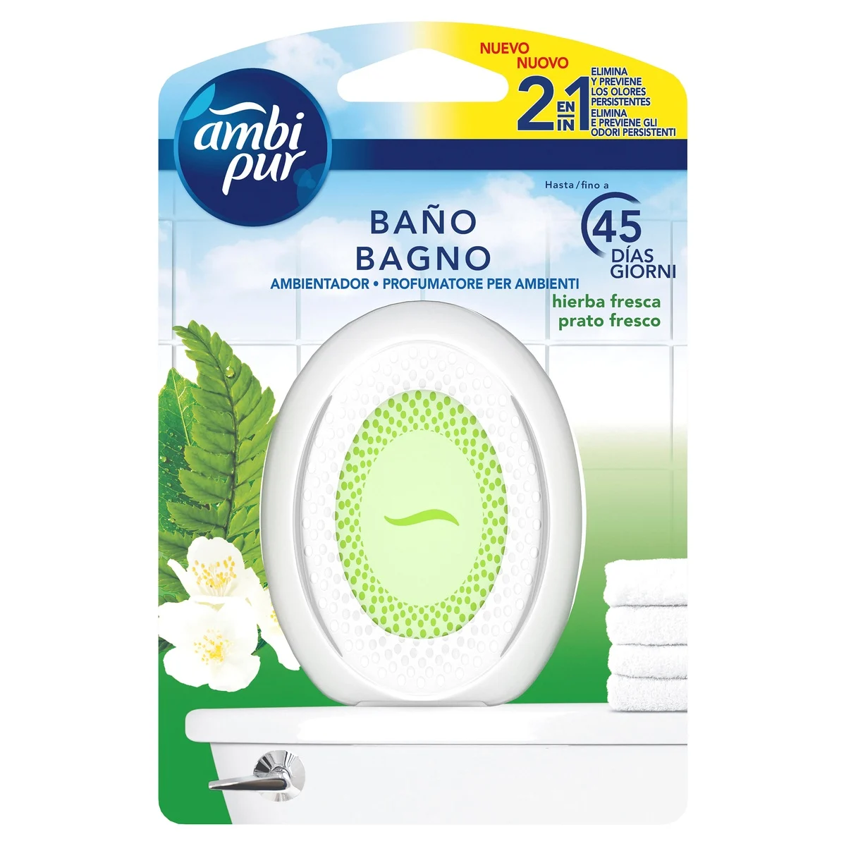 Ambientador baño Ambipur 7,5ml hierba fresca