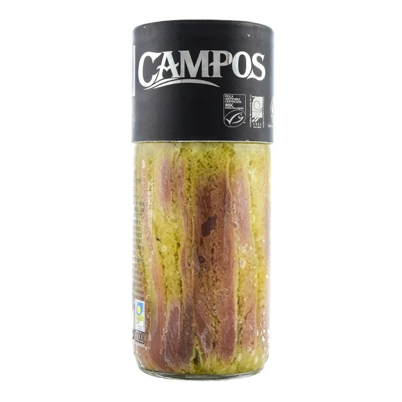 Anchoas en aceite de oliva virgen extra ecológico Campos tarro 100 g
