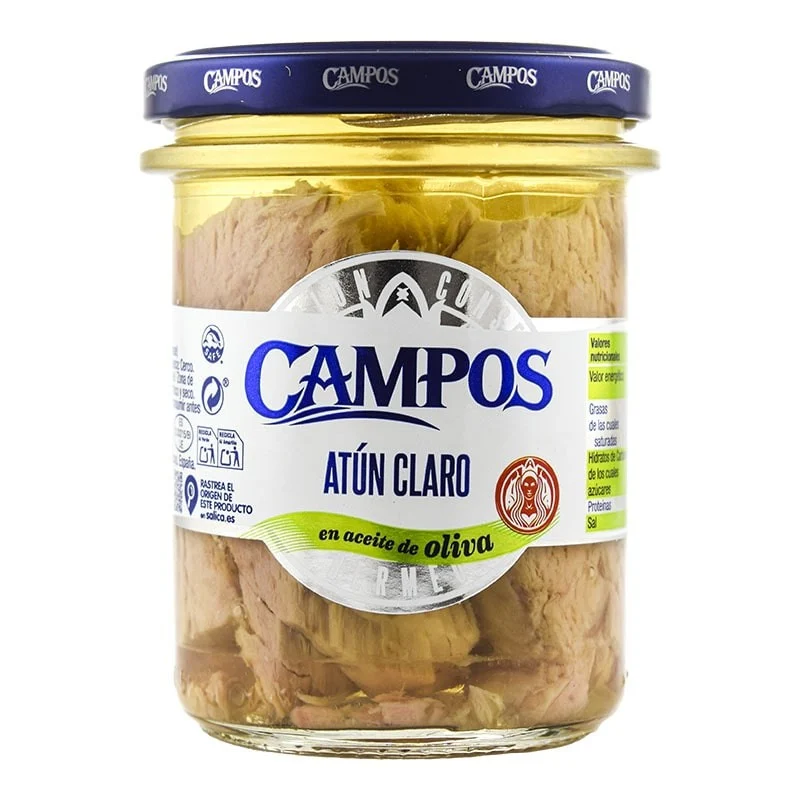 Atún claro en aceite de oliva Campos tarro 180 g