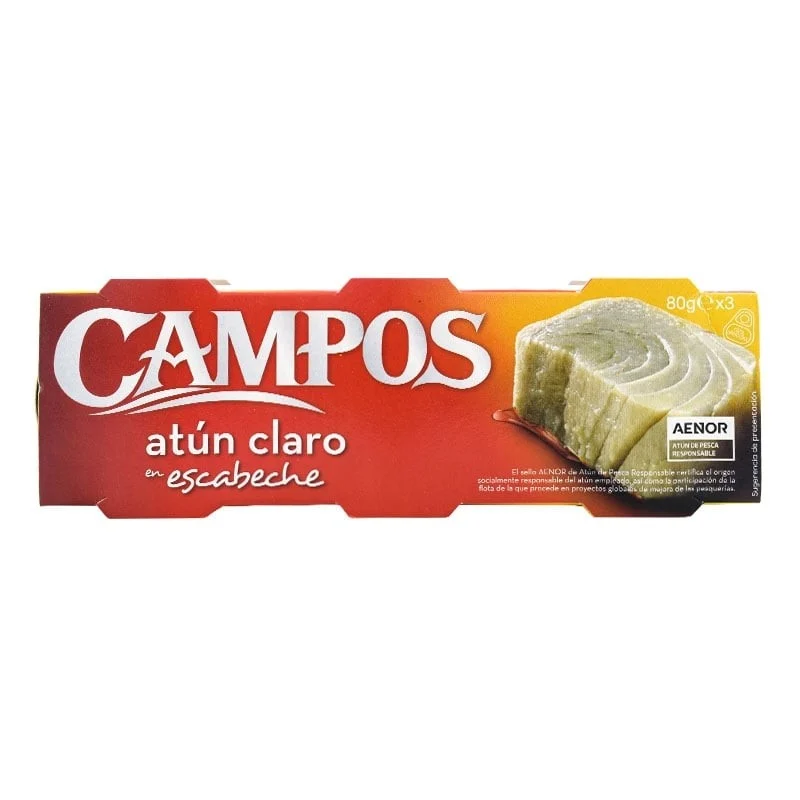 Atún claro en escabeche Campos lata 3x80 g