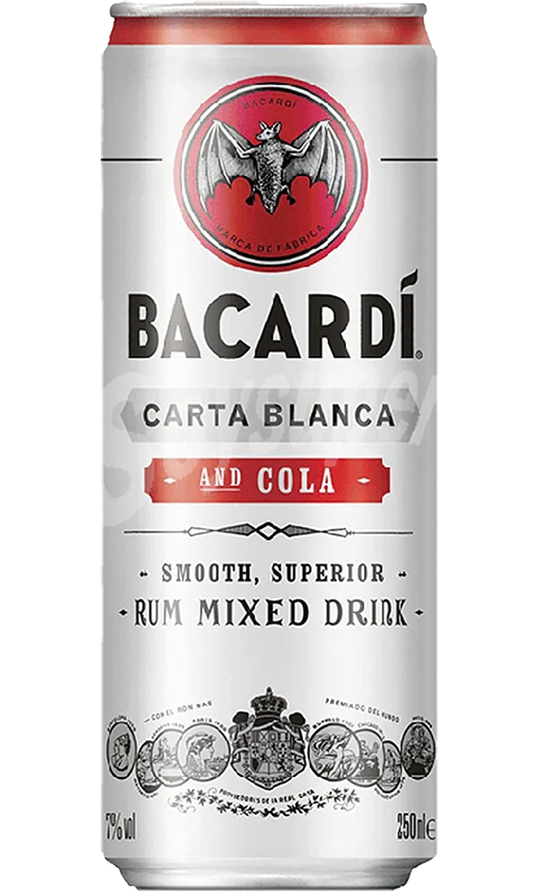 Bacardi Carta Blanca & Cola 25cl. C-24 Latas