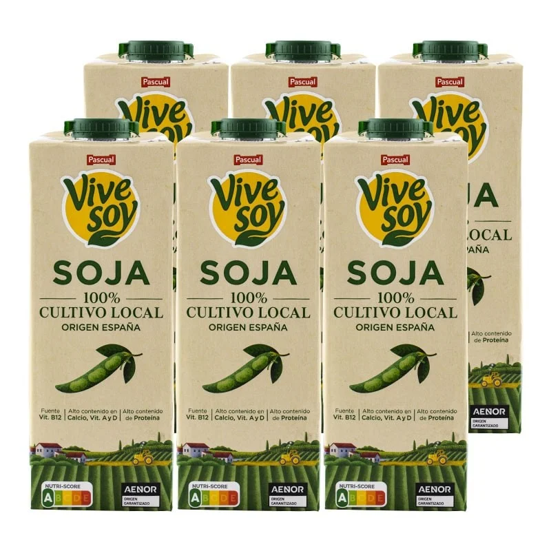 Bebida de soja Vivesoy 1 litro pack 6 bricks