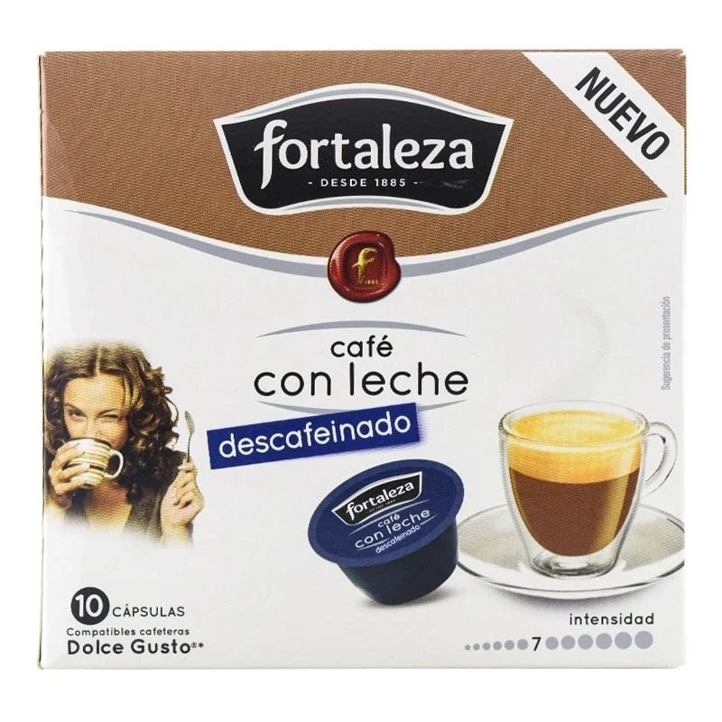 Cápsulas café con leche descafeinado Fortaleza compatibles con Dolce Gusto 10 ud