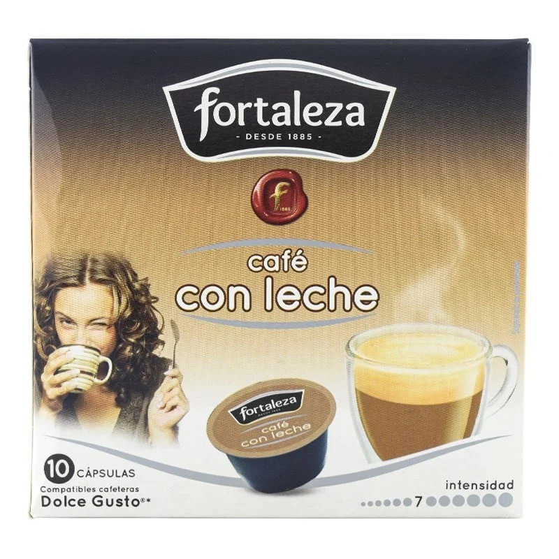 Cápsulas café con leche Fortaleza compatibles con Dolce Gusto 10 ud