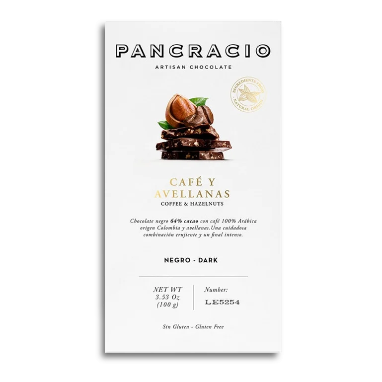 Chocolate con café y avellanas de Pancracio, 100 g
