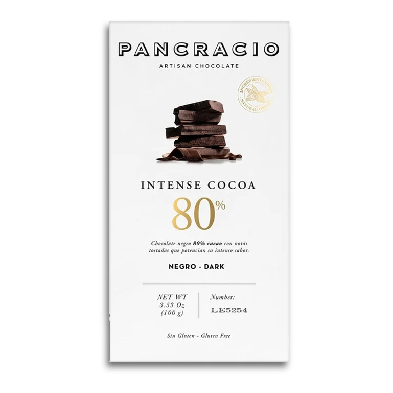 Chocolate negro intenso 80% cacao de Pancracio, 100 g