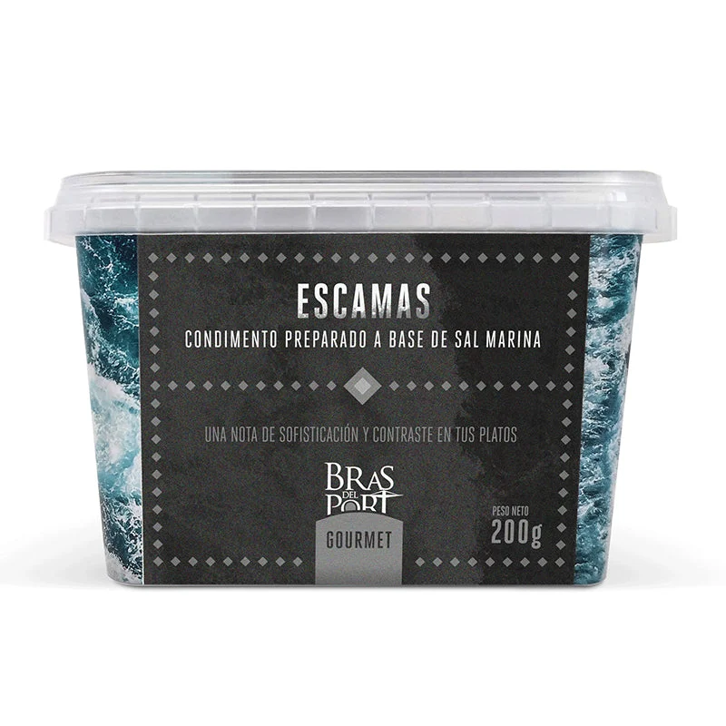 Escamas de sal marina con carbón vegetal y pimienta 200 gr. de Bras del Port. 3 uds.
