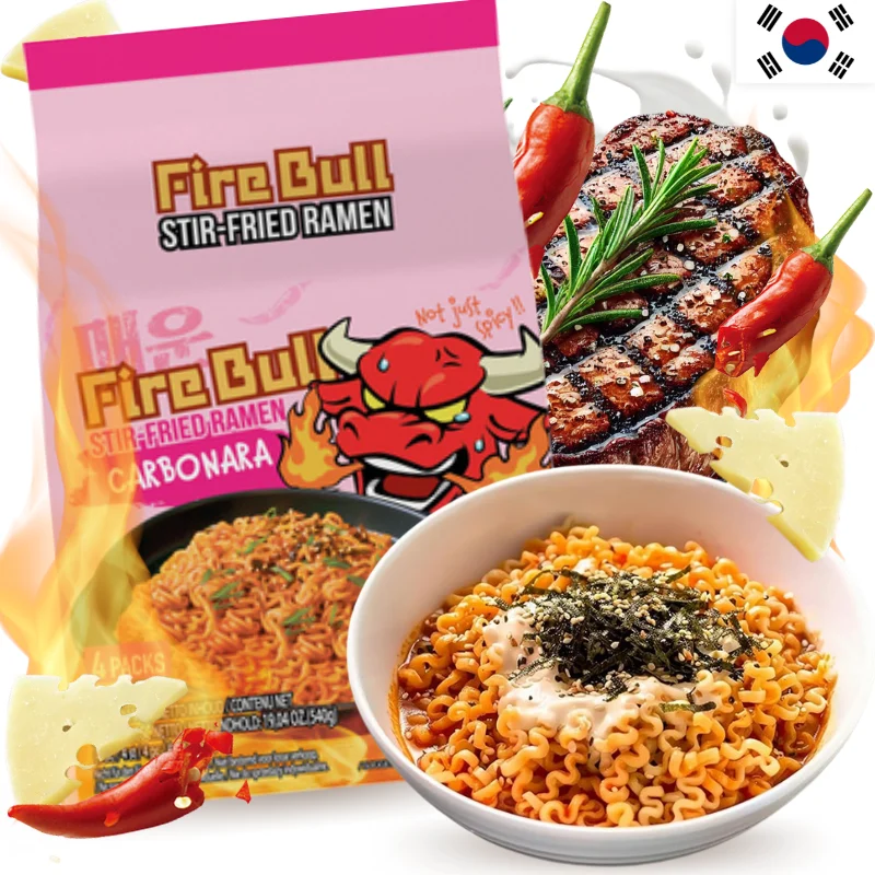 Firebull Sautéed Spicy Beef Carbonara Noodles 135g x 4 units