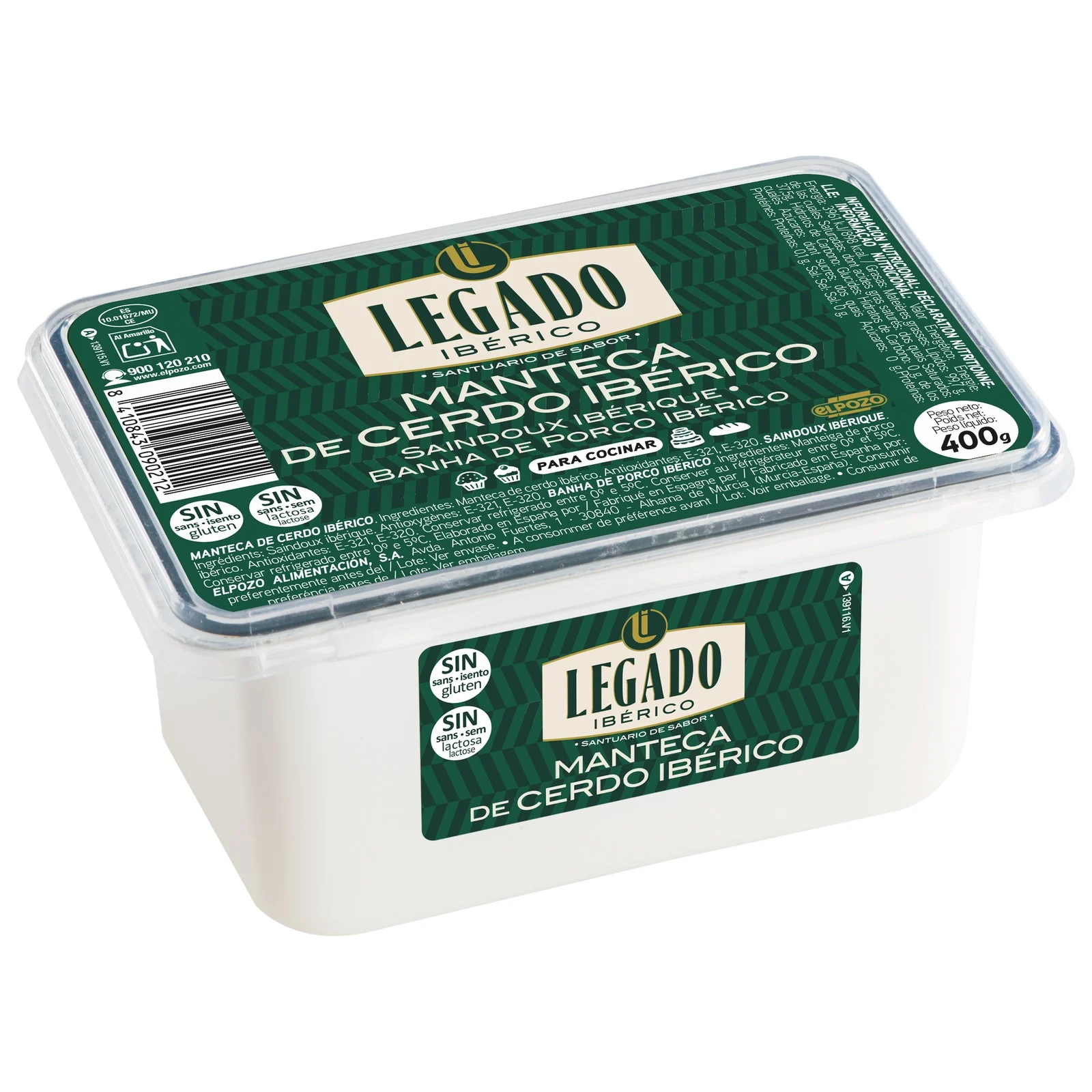 Manteca de cerdo ibérica ElPozo 400g