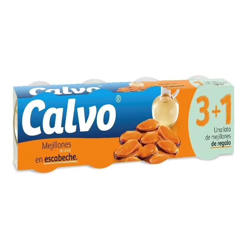 Mejillones calvo en Escabeche pack 4