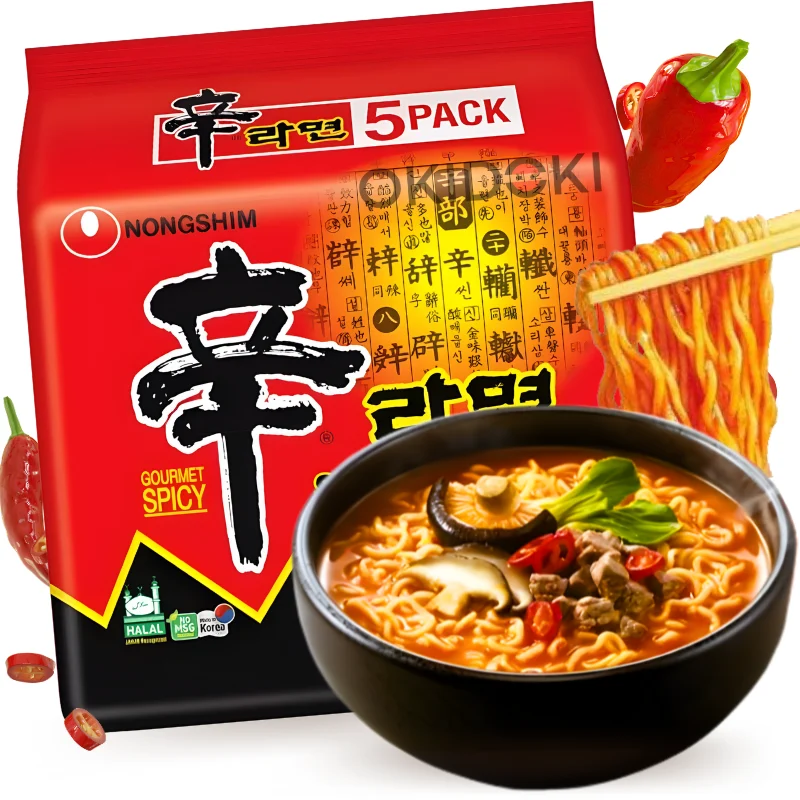 Nongshim Shin Ramyun Spicy Noodles (Vegan, Halal) 120g x 5pks