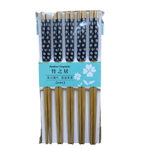 Palillos Chinos Estampado De Flores Azules 10Par.