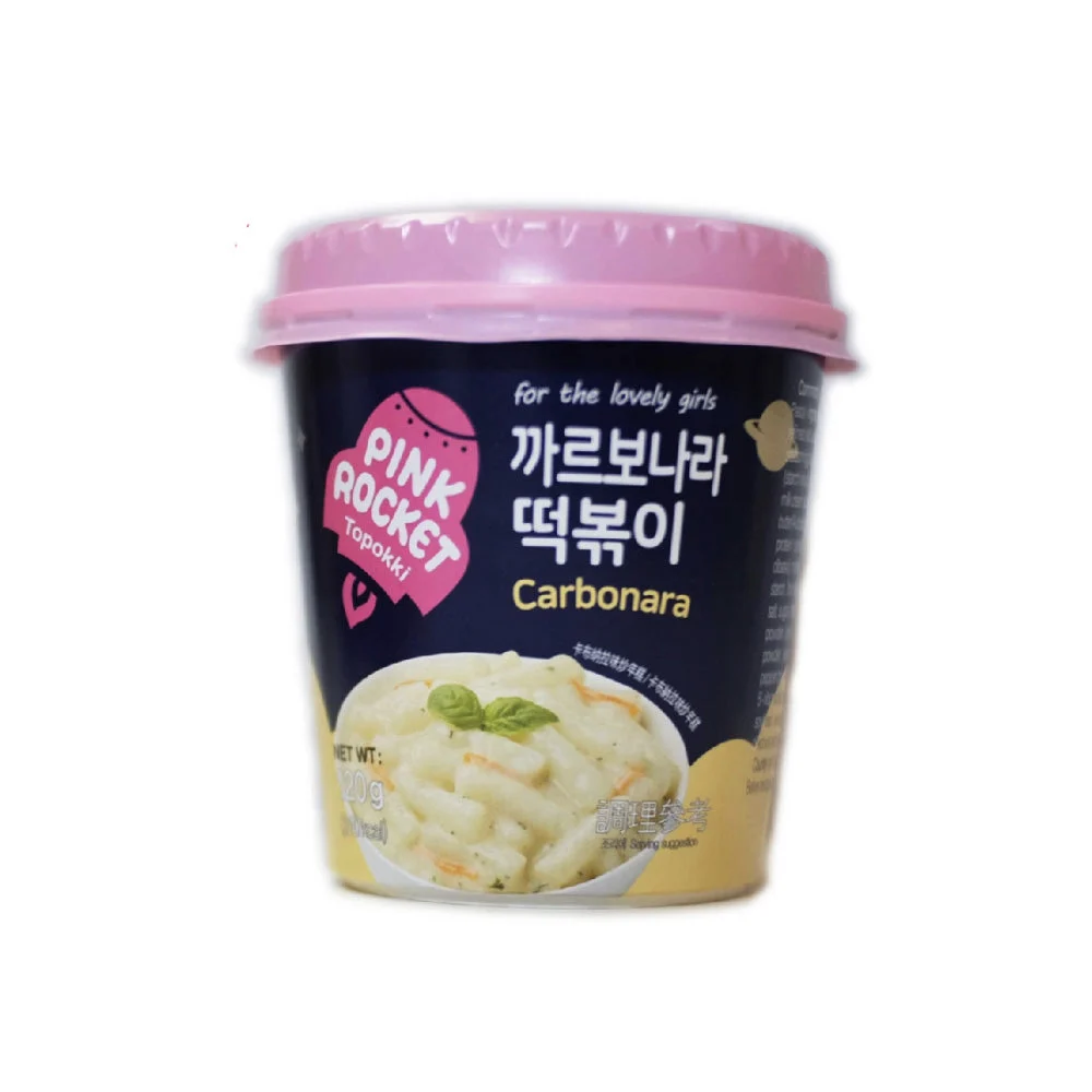 Pastel de Arroz Topokki Sabor a Carbonara 140g Pink Rocket