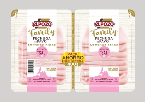 Pechuga pavo finas lonchas reducido en sal ElPozo pack 2 de 200g