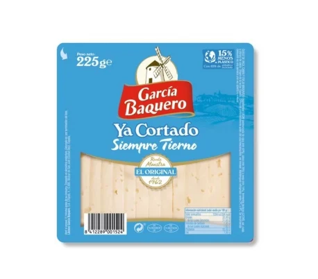 QUESO TIERNO YA CORTADO GARCÍA BAQUERO 225 GR.