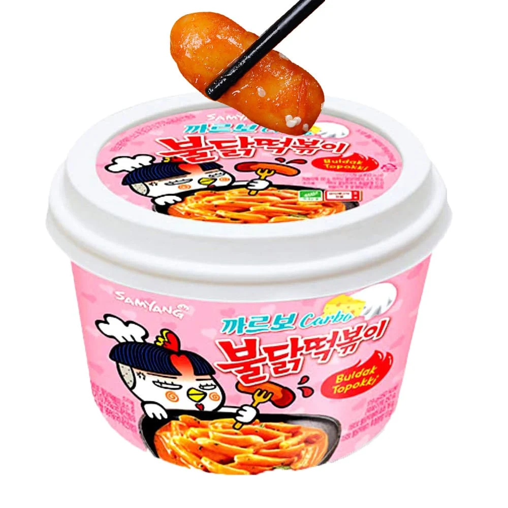 Tteokbokki Buldak Pastel de Arroz Instantáneo Sabor Pollo Picante Carbonara SamYang 179g