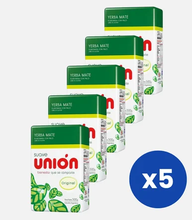 Yerba Mate Unión, ORIGINAL SUAVE x 500gr. Pack x 5 un. (2.5kg)