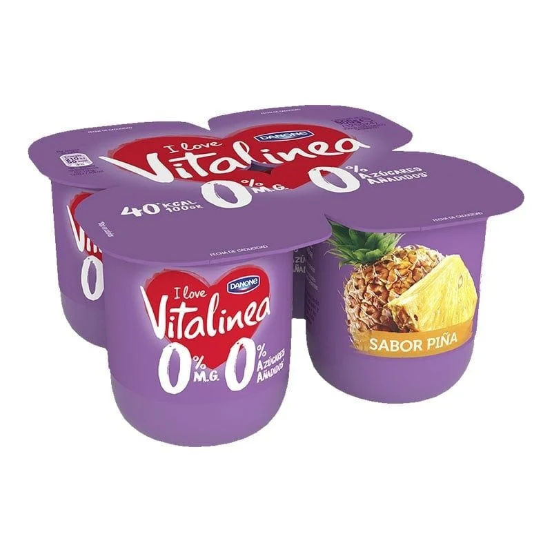 Yogur Danone Vitalinea 0% piña 4x120 g