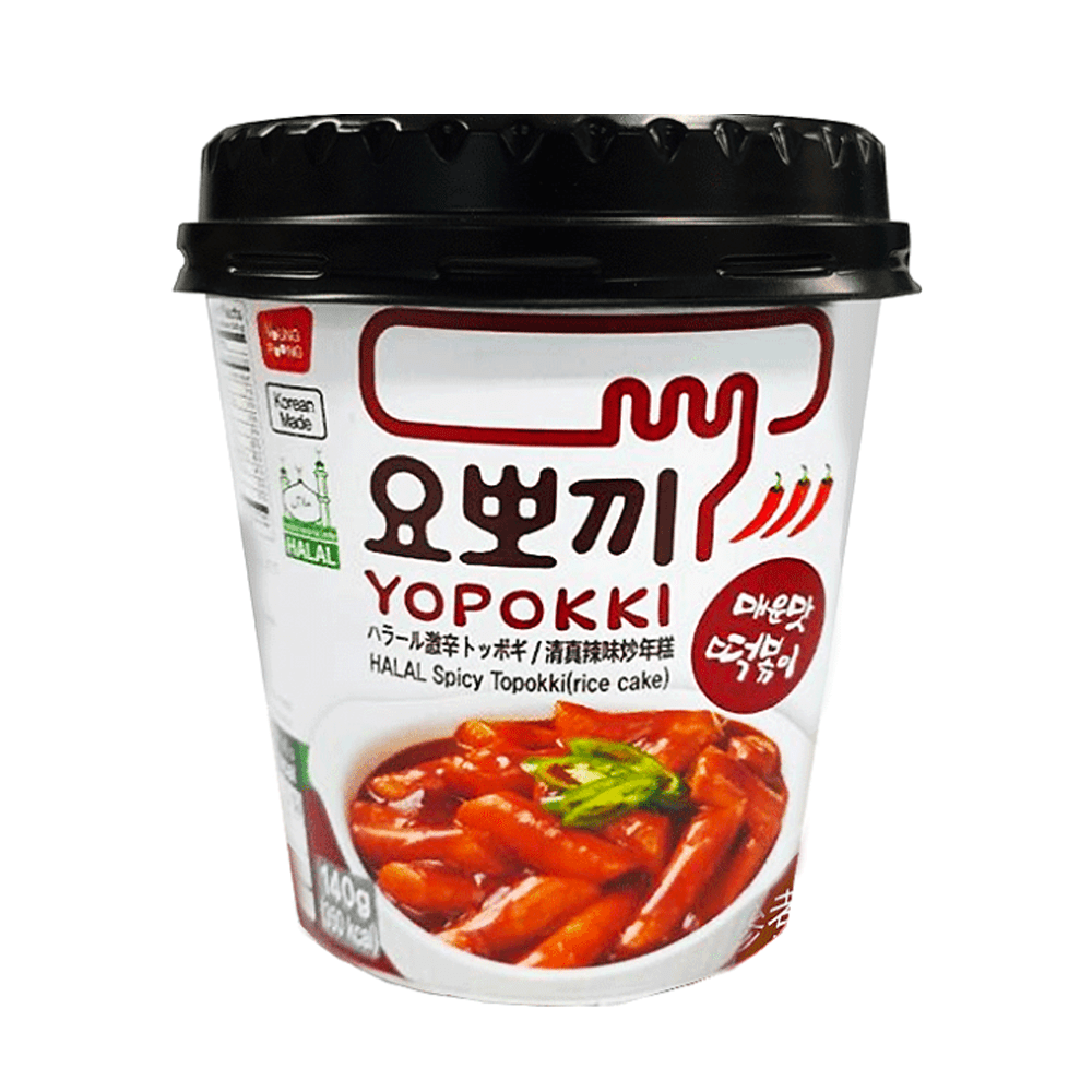 Yopokki Tteokbokki Picante HALAL – Pastel de Arroz Coreano Instantáneo (140g)