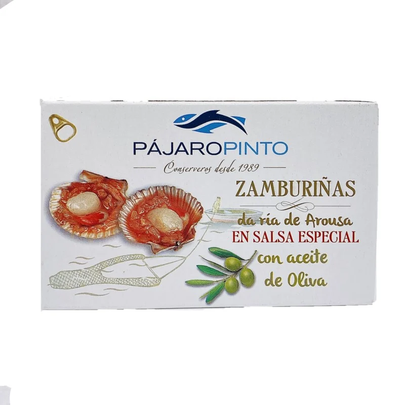 Zamburiñas da ría de Arousa en Salsa Especial Pájaro Pinto